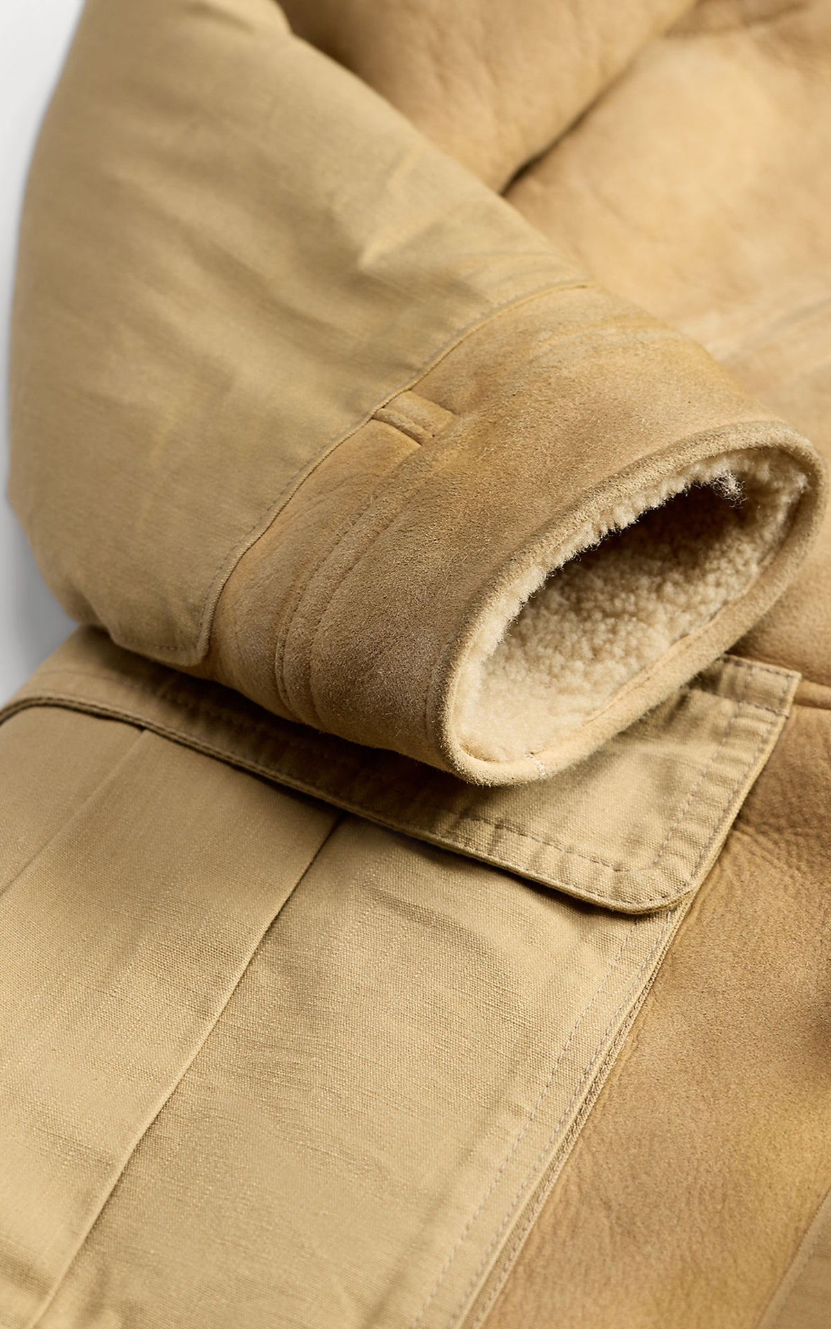 RRL Shearling Toggle Coat Vintage Cream