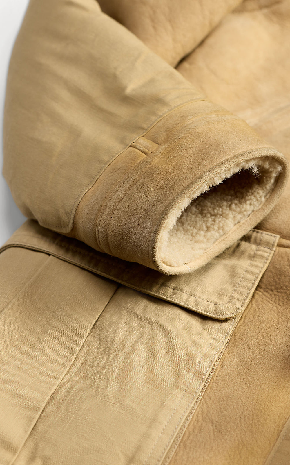 RRL Shearling Toggle Coat Vintage Cream