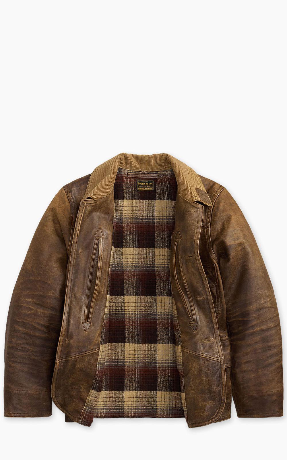 RRL Leather Corduroy-Collar Jacket Vintage Brown