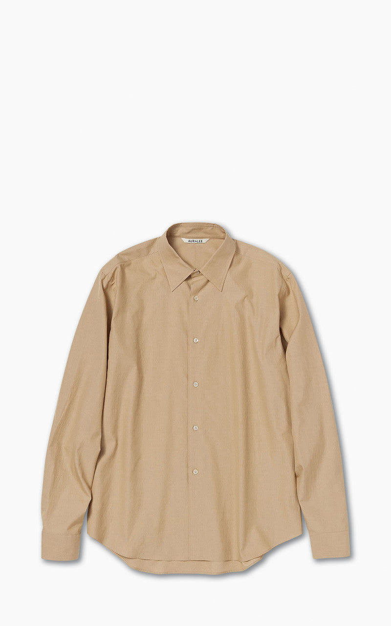 Auralee Washed Finx Twill Shirt Light Brown