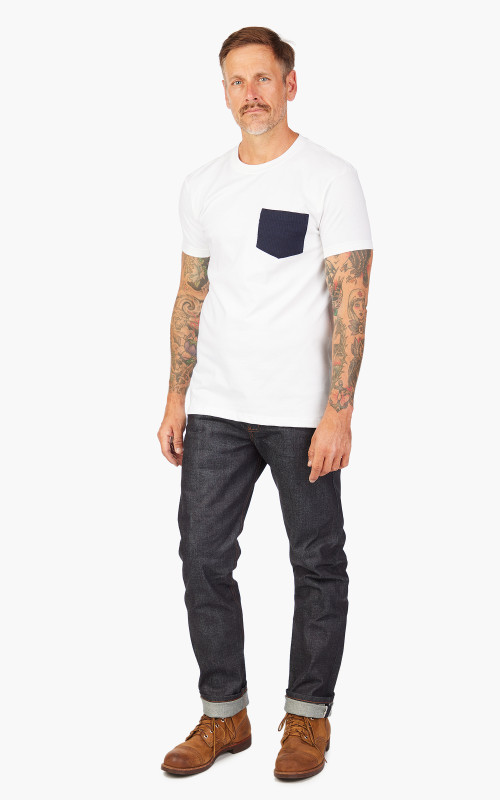 Naked Famous Denim Pocket Tee Sashiko Double Gauze White Cultizm