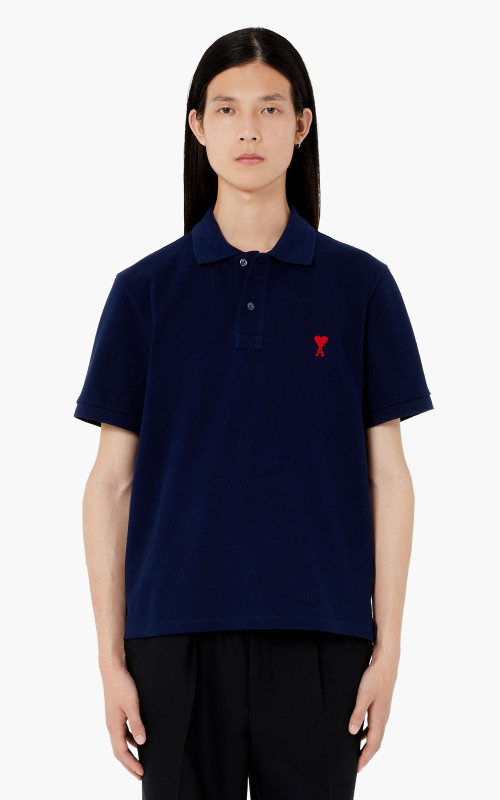 AMI Paris Ami De Coeur Polo Shirt Nautic Blue Cultizm