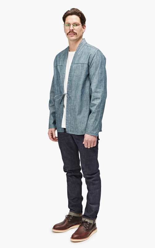 Naked Famous Denim Kimono Shirt Chambray Rinsed Blue Oz Cultizm