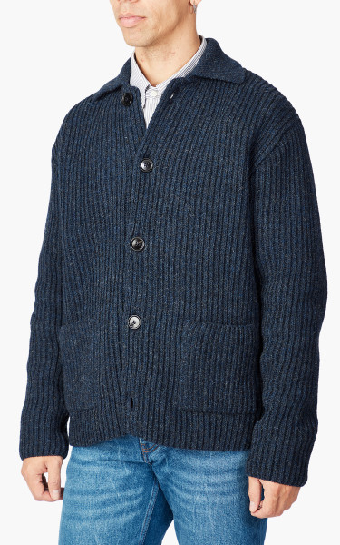 Ami Paris Ribbed Cardigan Night Blue Cultizm