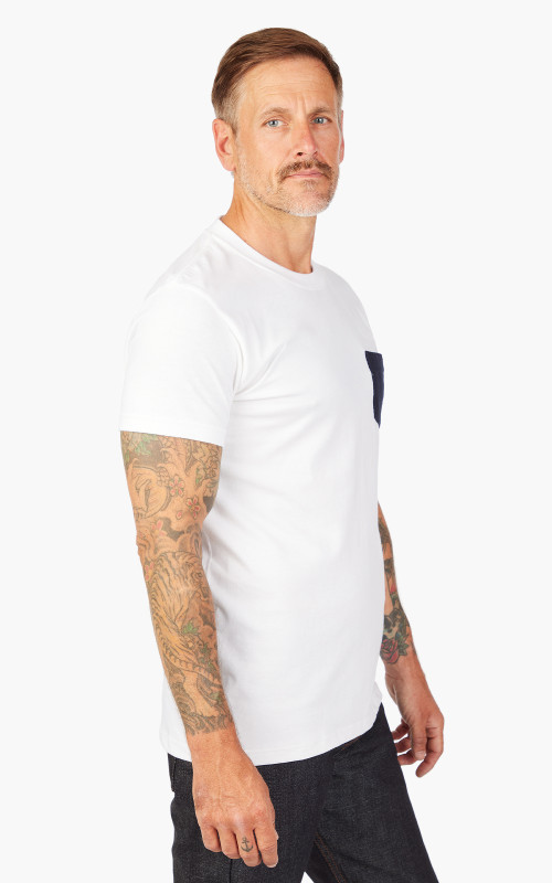 Naked Famous Denim Pocket Tee Sashiko Double Gauze White Cultizm