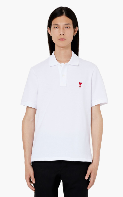 AMI Paris Ami De Coeur Polo Shirt White Cultizm