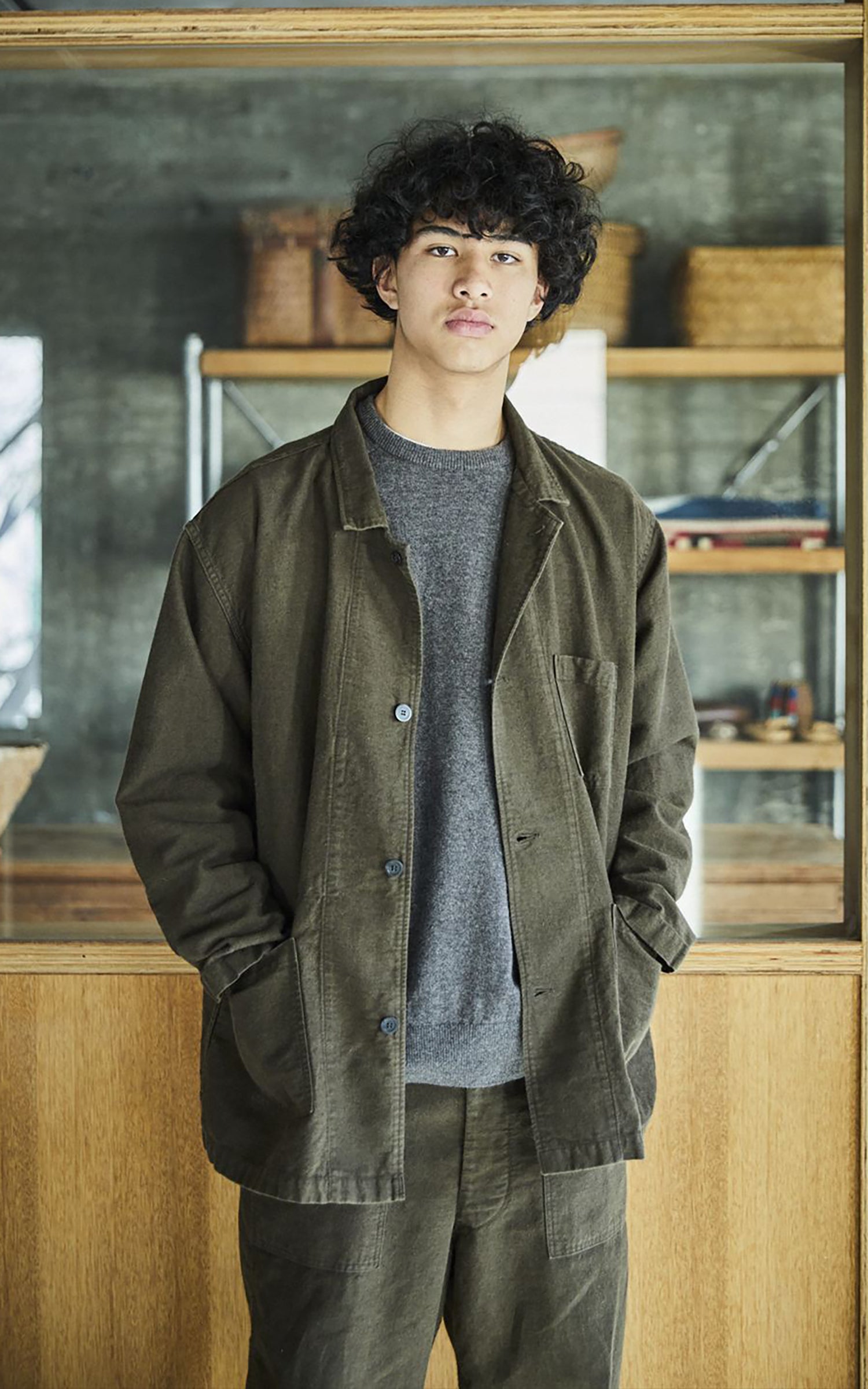 Auralee Botanical Dyed Selvedge Denim Shirt Blouson Natural Brown