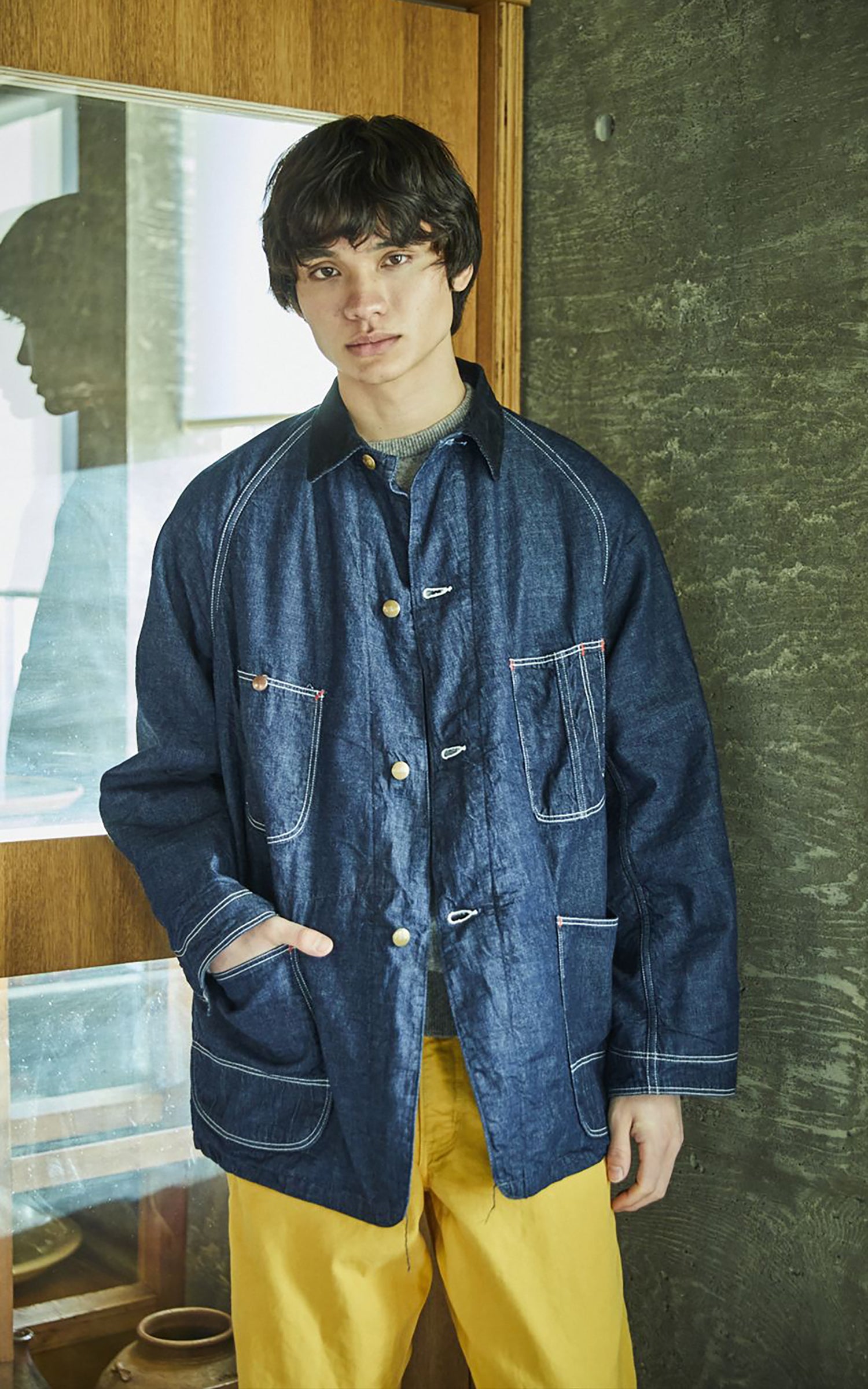 OrSlow Wool Lined Denim Coverall Jacket Relax Fit One Wash Indigo
