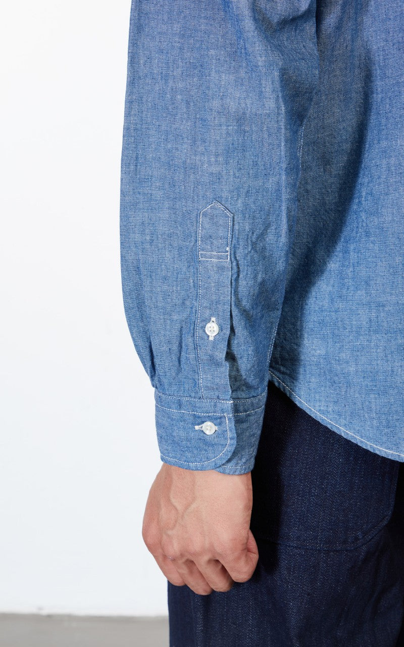 OrSlow Button Down Chambray Shirt Blue