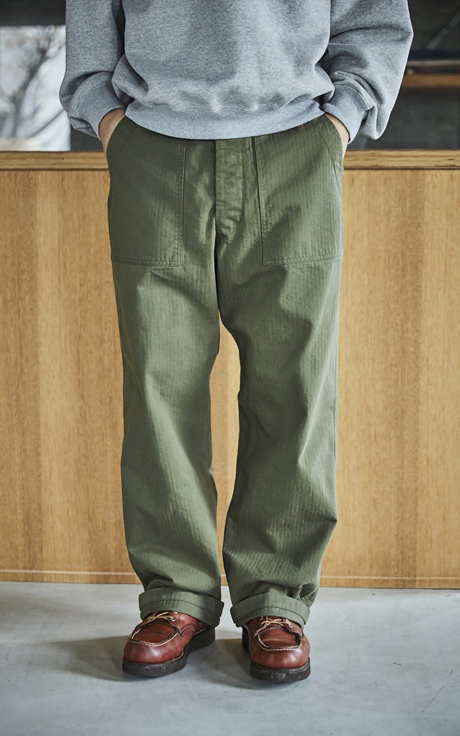 Orslow US Army Fatigue Pants Vintage Fit Herringbone Army Green