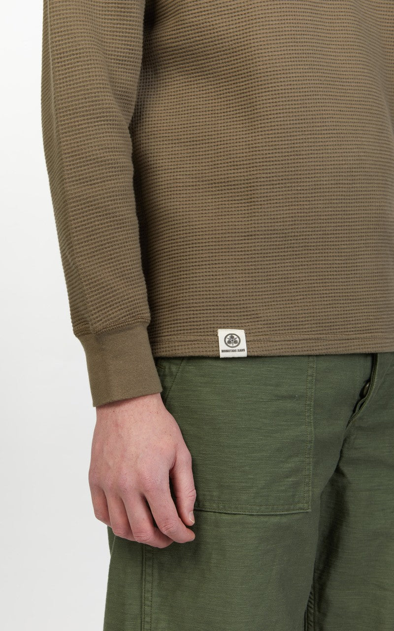 Momotaro Jeans 07-079 Thermal T-Shirt Longsleeve Olive Drab