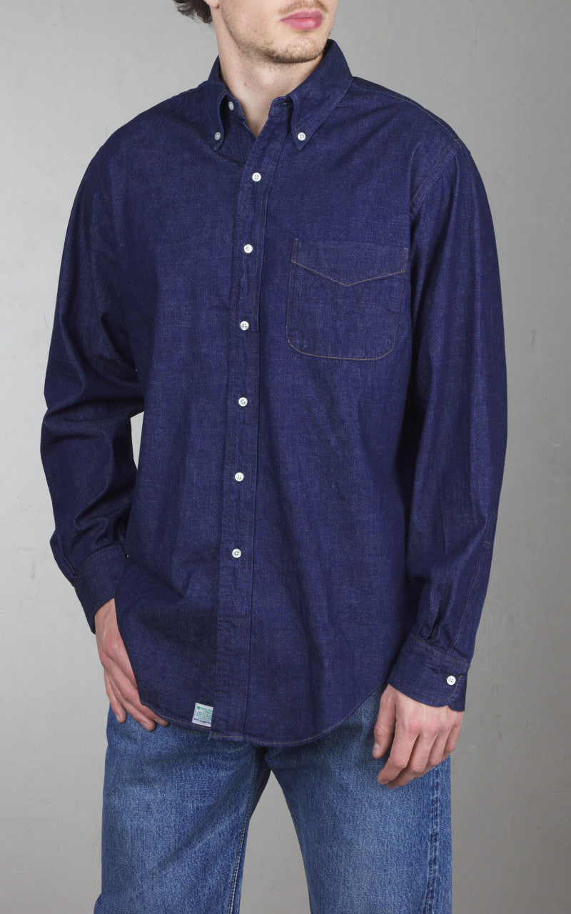 OrSlow Standard Button Down Denim Shirt One Wash Indigo