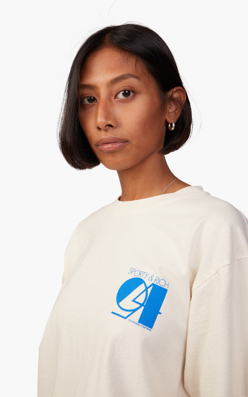 Sporty & Rich Studio T-Shirt Cream/Blue
