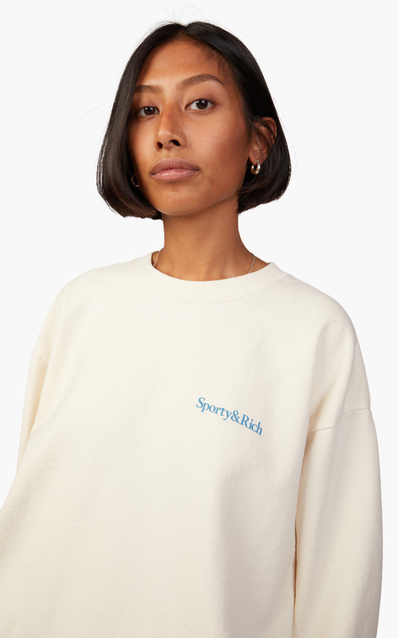 Sporty & Rich New Health Crewneck Cream/Blue
