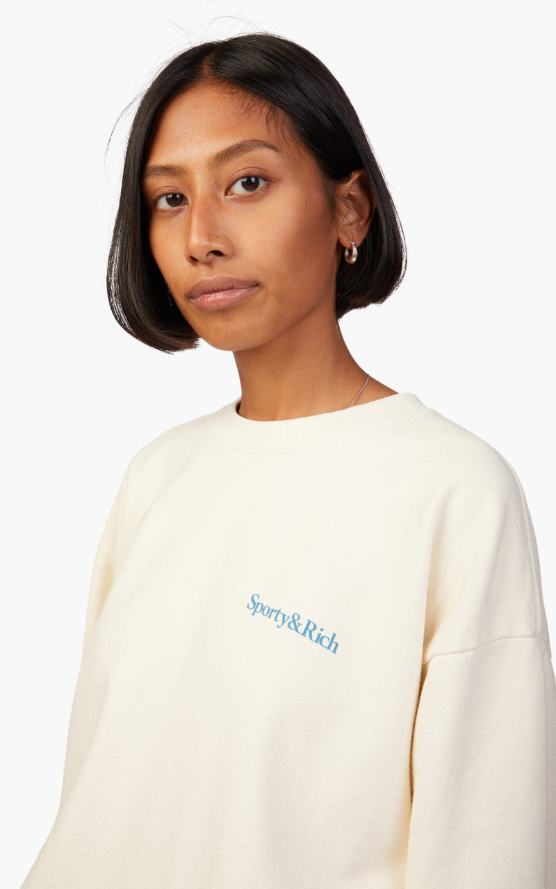 Sporty & Rich New Health Crewneck Cream/Blue