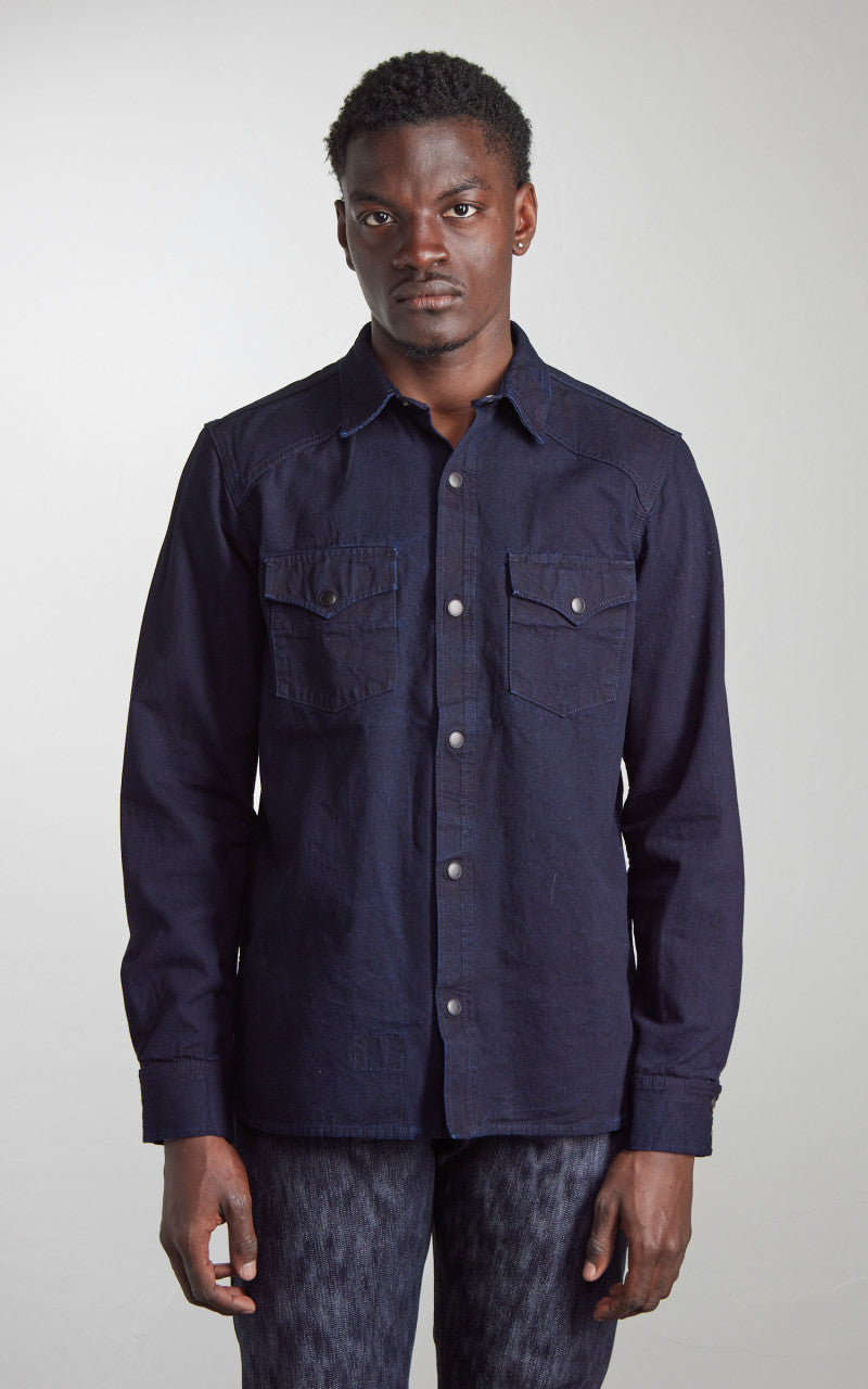 Rogue Territory Western Shirt Selvedge Canvas Indigo Rinsed