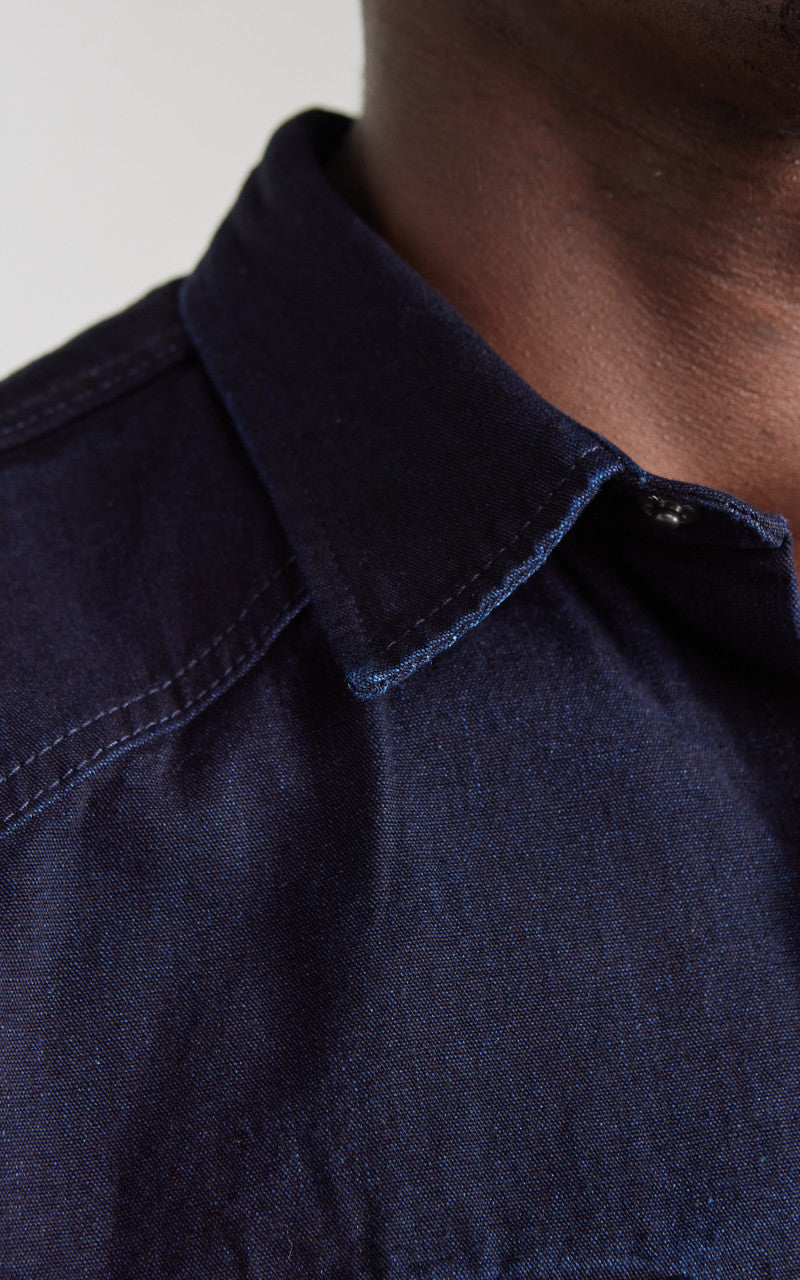 Rogue Territory Western Shirt Selvedge Canvas Indigo Rinsed