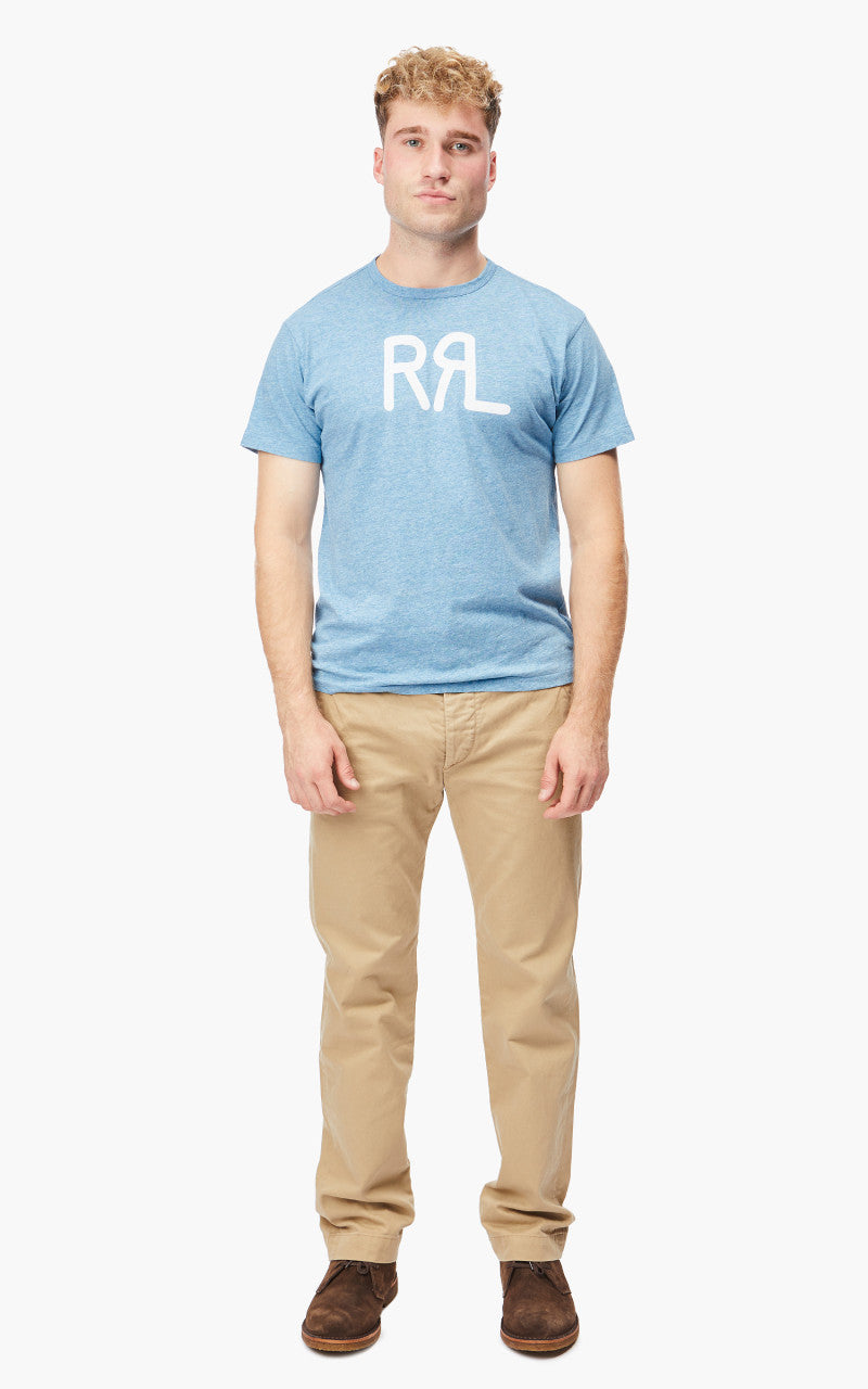 RRL Logo Tee Heather Blue