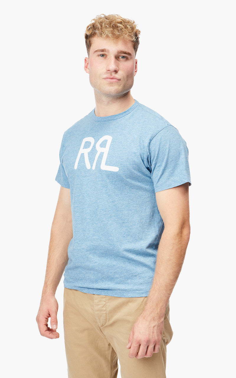 RRL Logo Tee Heather Blue