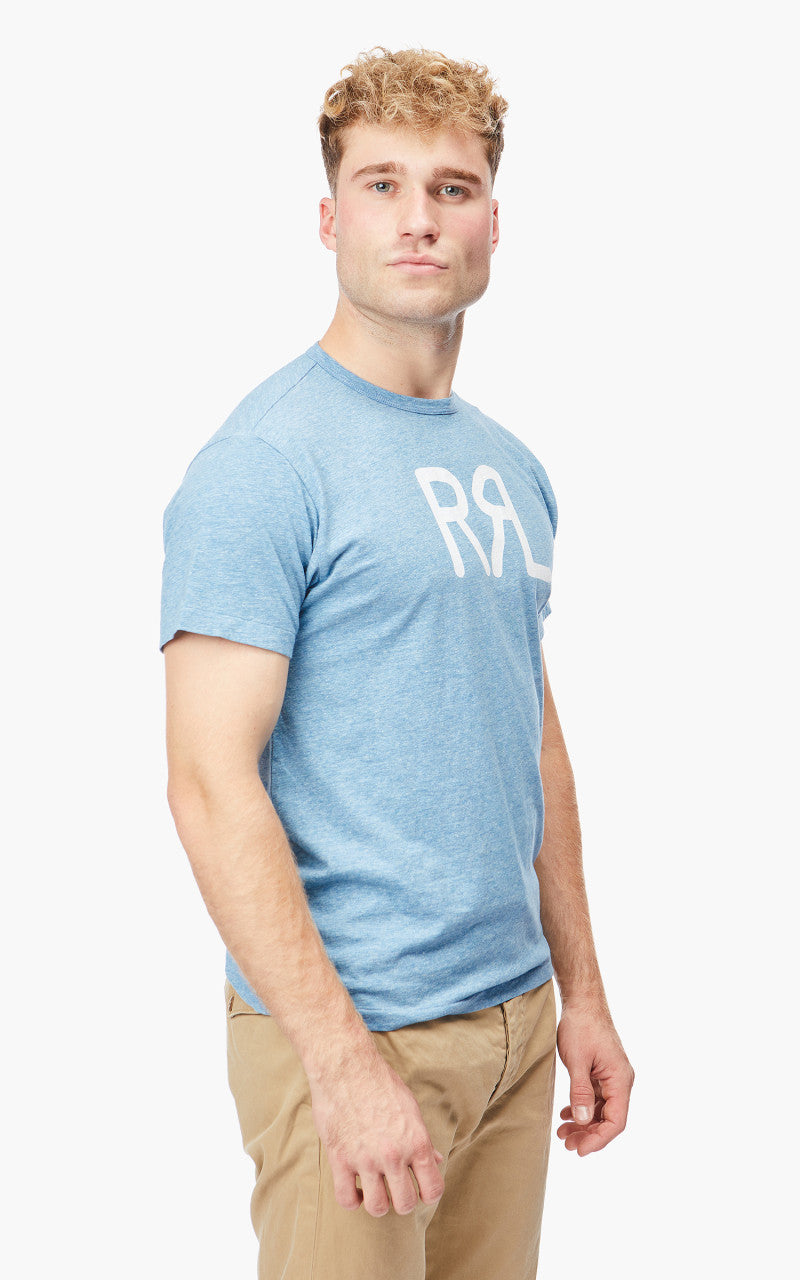 RRL Logo Tee Heather Blue
