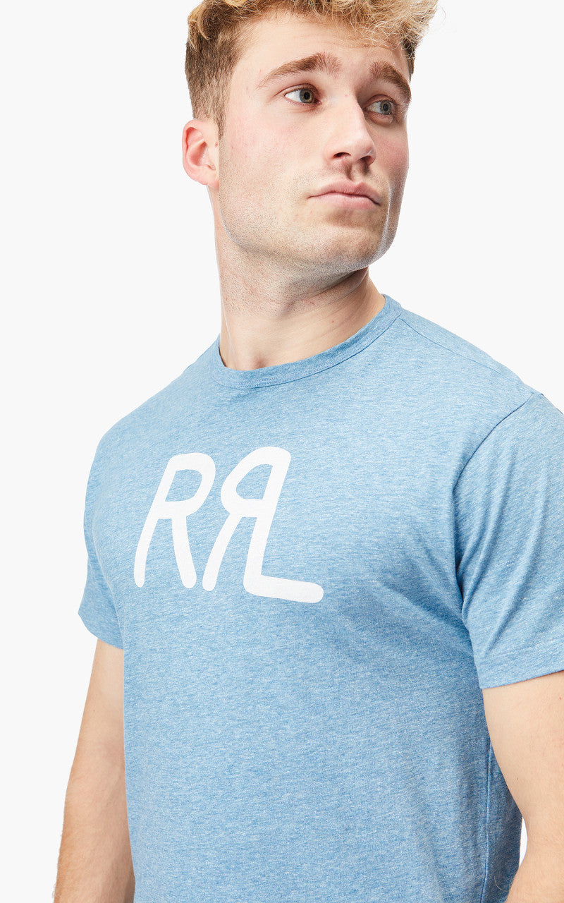 RRL Logo Tee Heather Blue