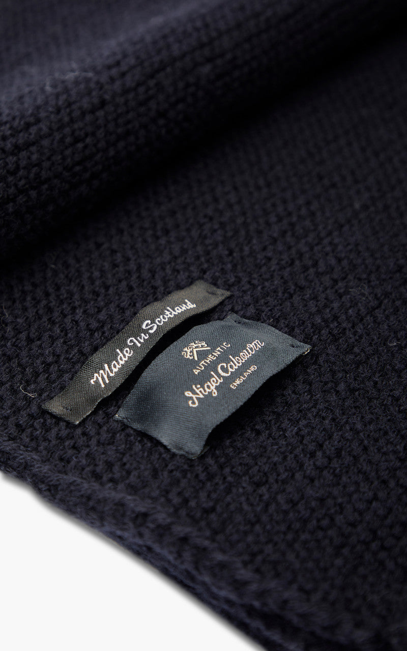 Nigel Cabourn Striped Scarf Schoeller Wool Black Navy