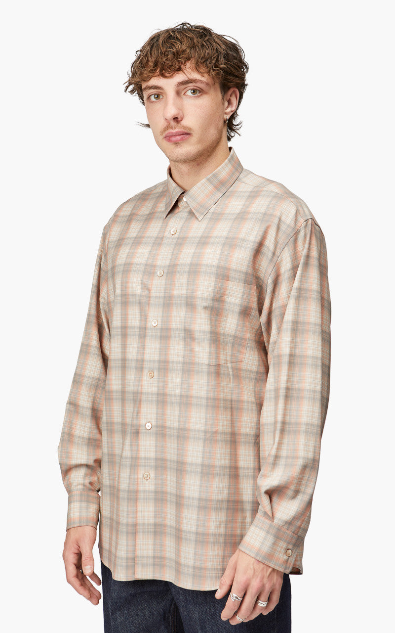 Auralee Super Light Wool Check Shirt Light Beige Check