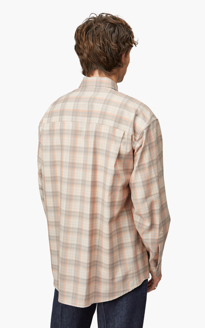 Auralee Super Light Wool Check Shirt Light Beige Check