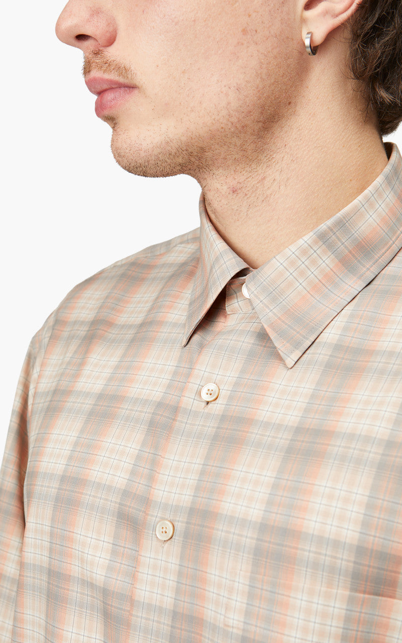 Auralee Super Light Wool Check Shirt Light Beige Check