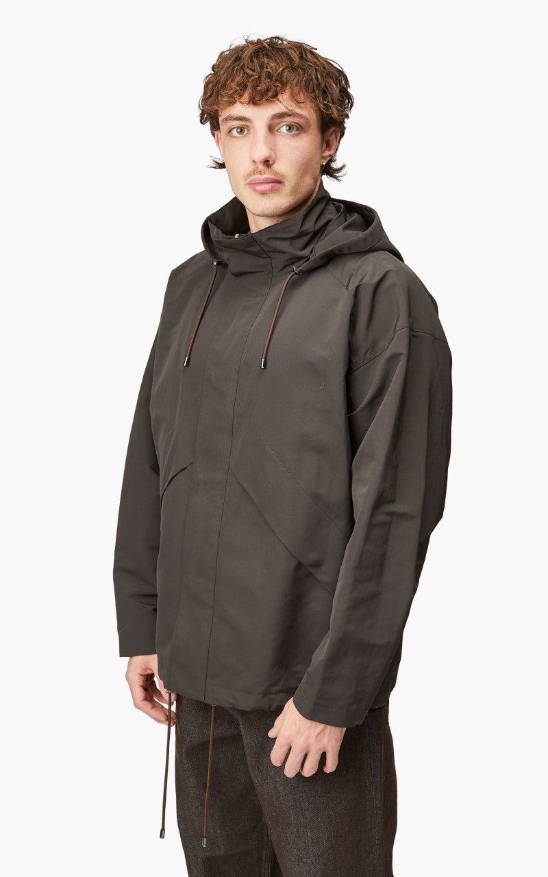 Auralee Washi PES High Density Cloth Hooded Zip Blouson Dark Brown