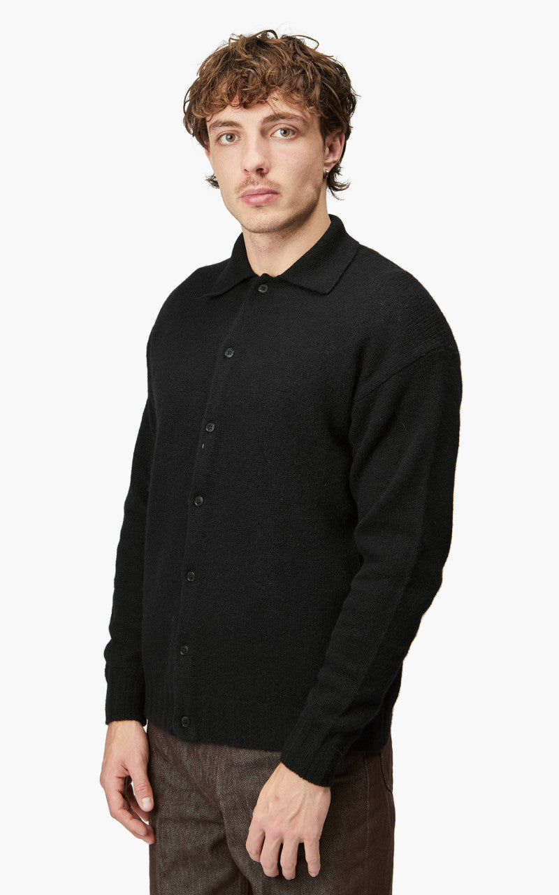 Auralee Shetland Wool Cashmere Knit Cardigan Black
