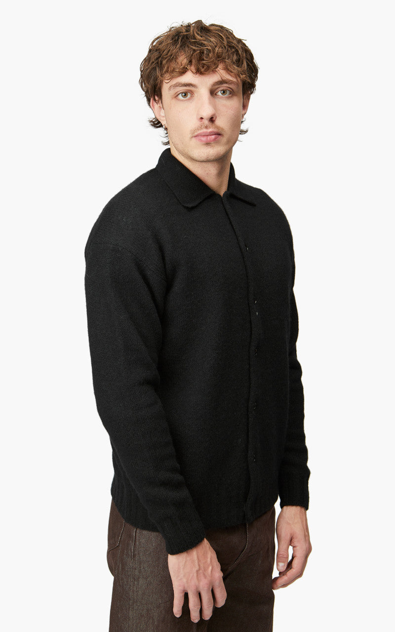 Auralee Shetland Wool Cashmere Knit Cardigan Black