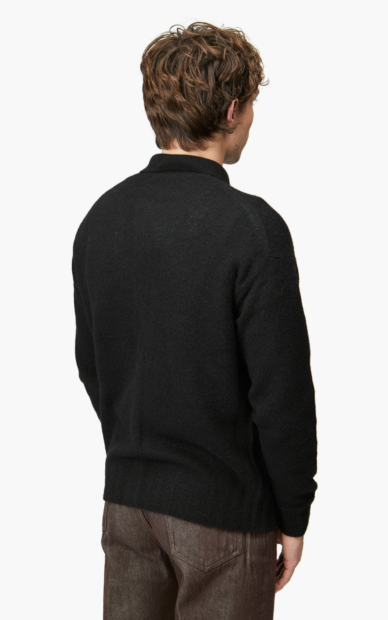 Auralee Shetland Wool Cashmere Knit Cardigan Black