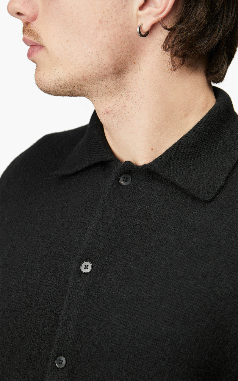 Auralee Shetland Wool Cashmere Knit Cardigan Black