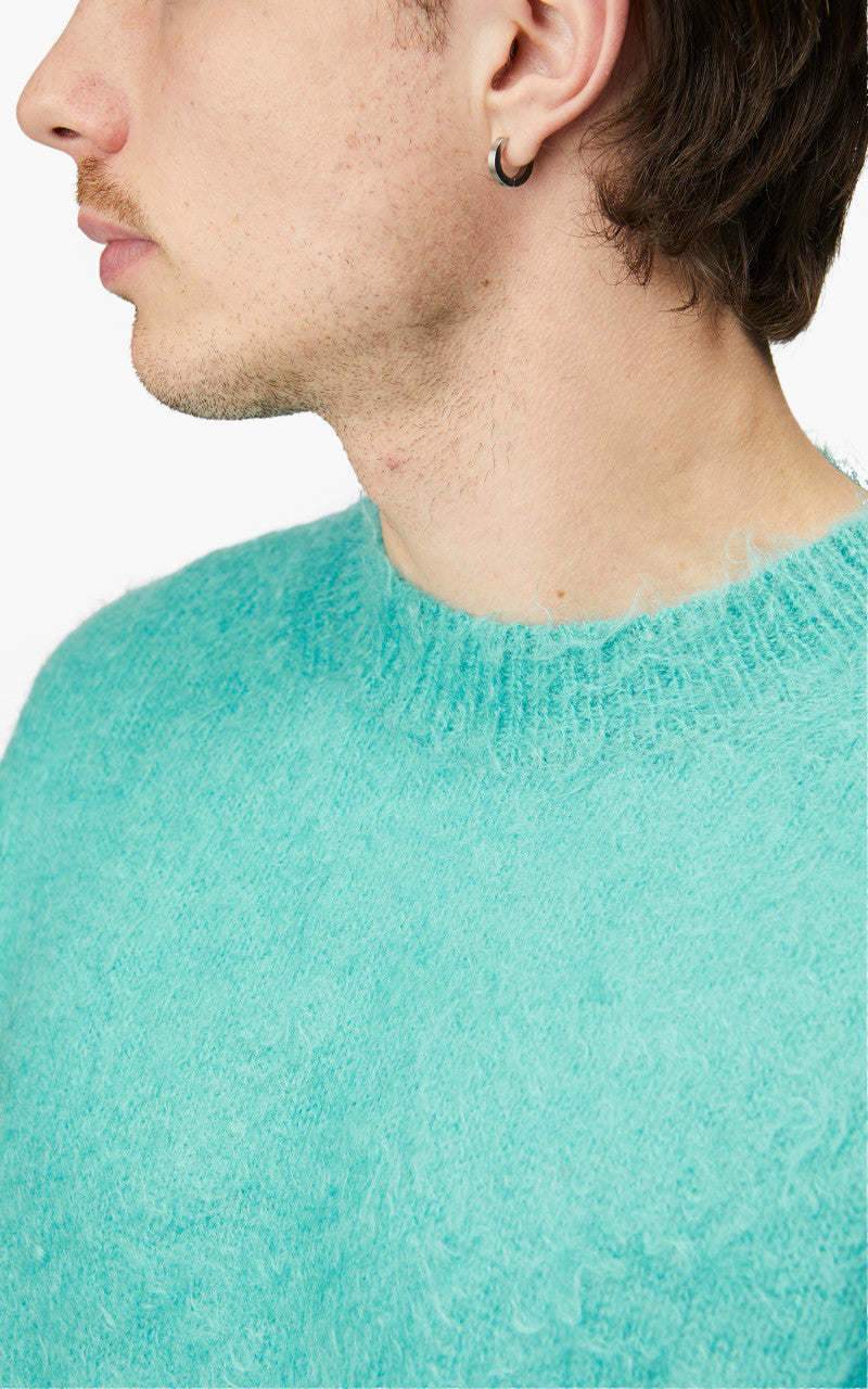 Auralee Brushed Super Kid Mohair Knit P/O Blue