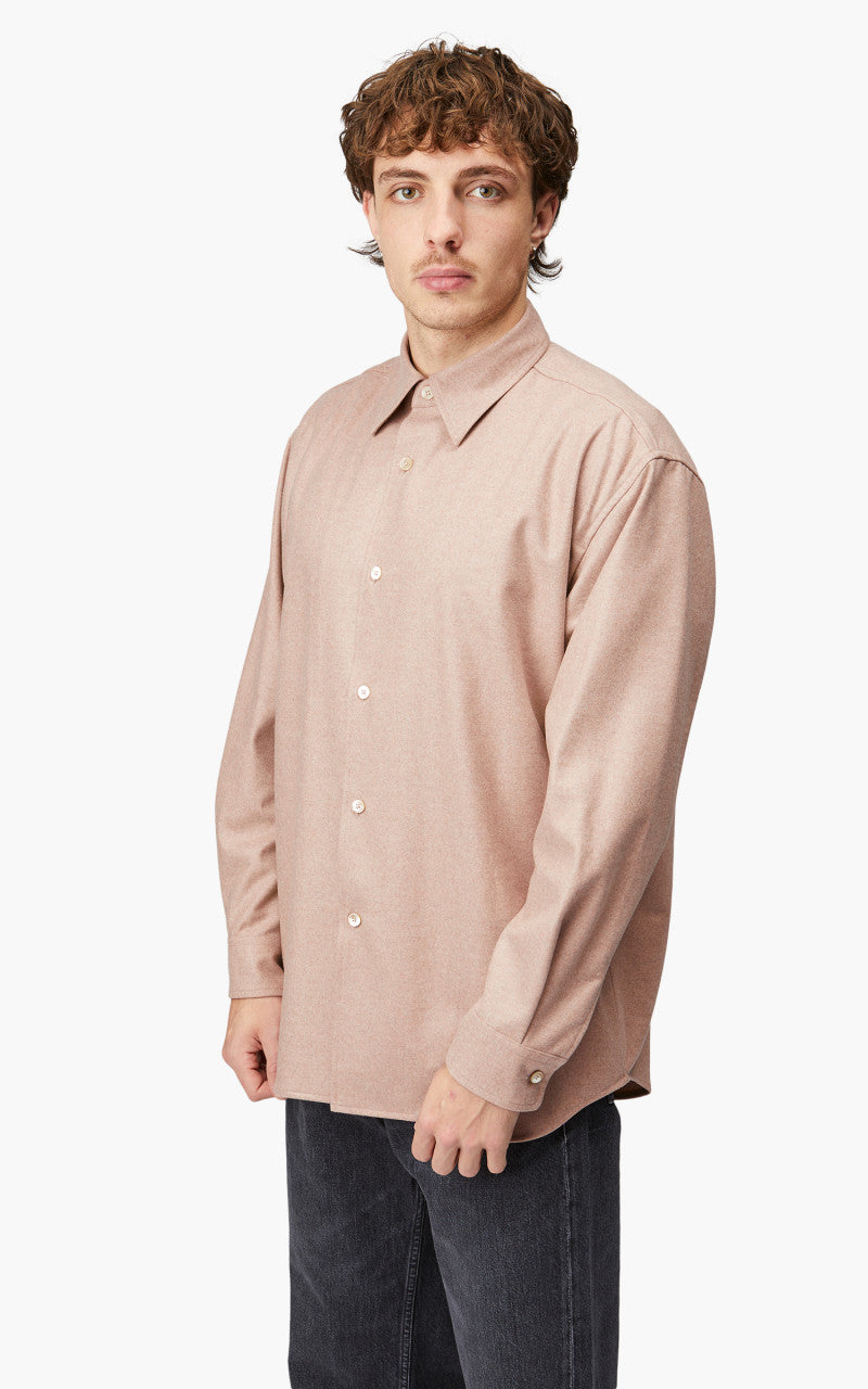 Auralee Wool Fulling Flannel Shirt Top Light Pink