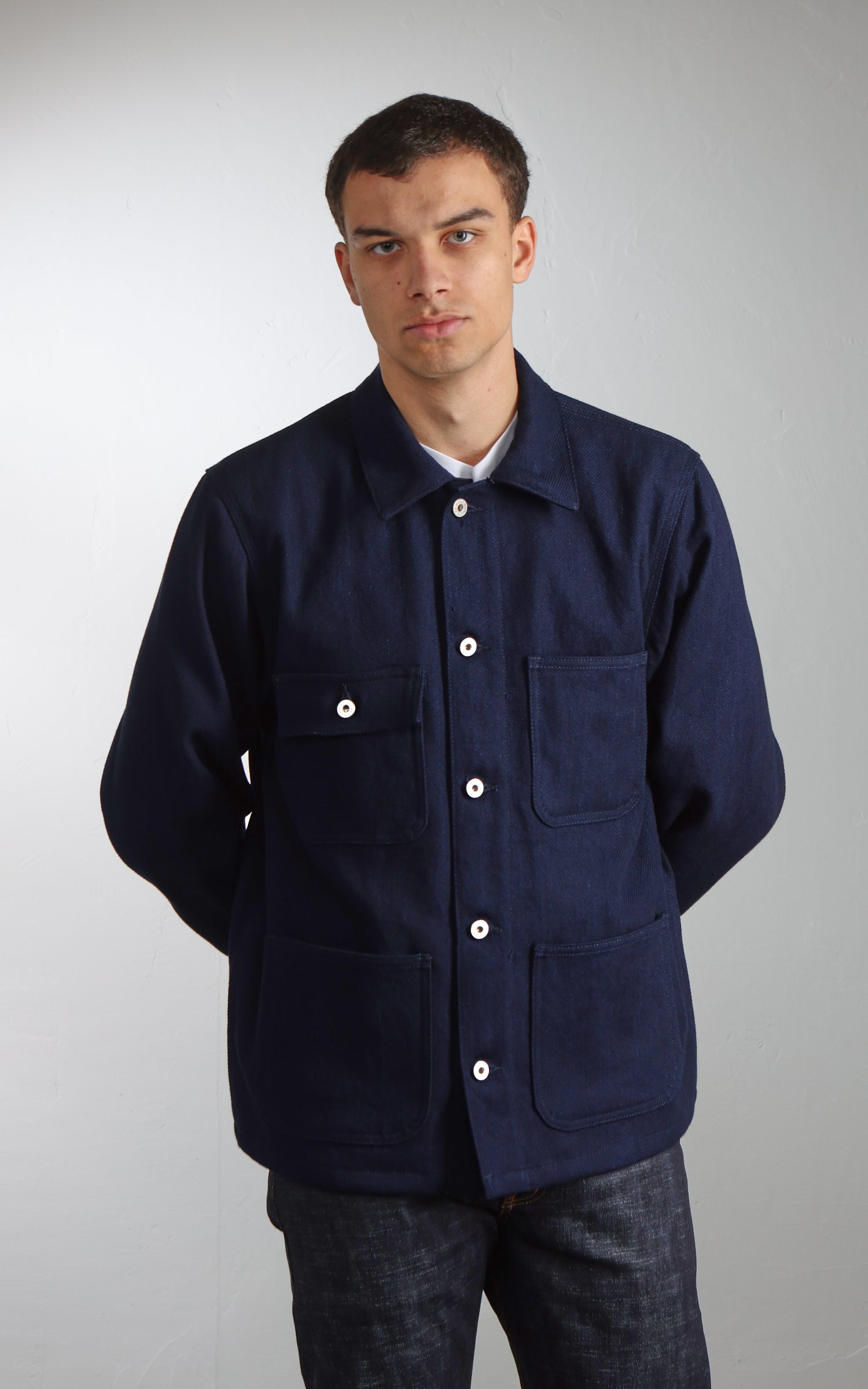 Naked & Famous Denim Chore Coat Maekake Dobby Indigo