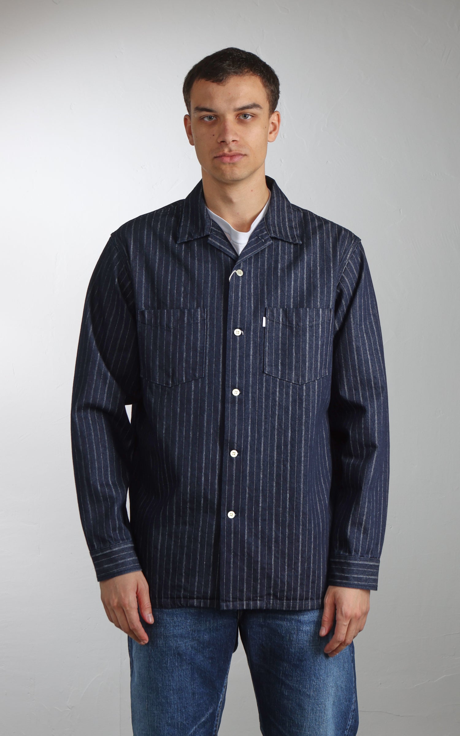 Omoto Denim 5122 Dobby Stripe Shirt Denim Indigo 8oz