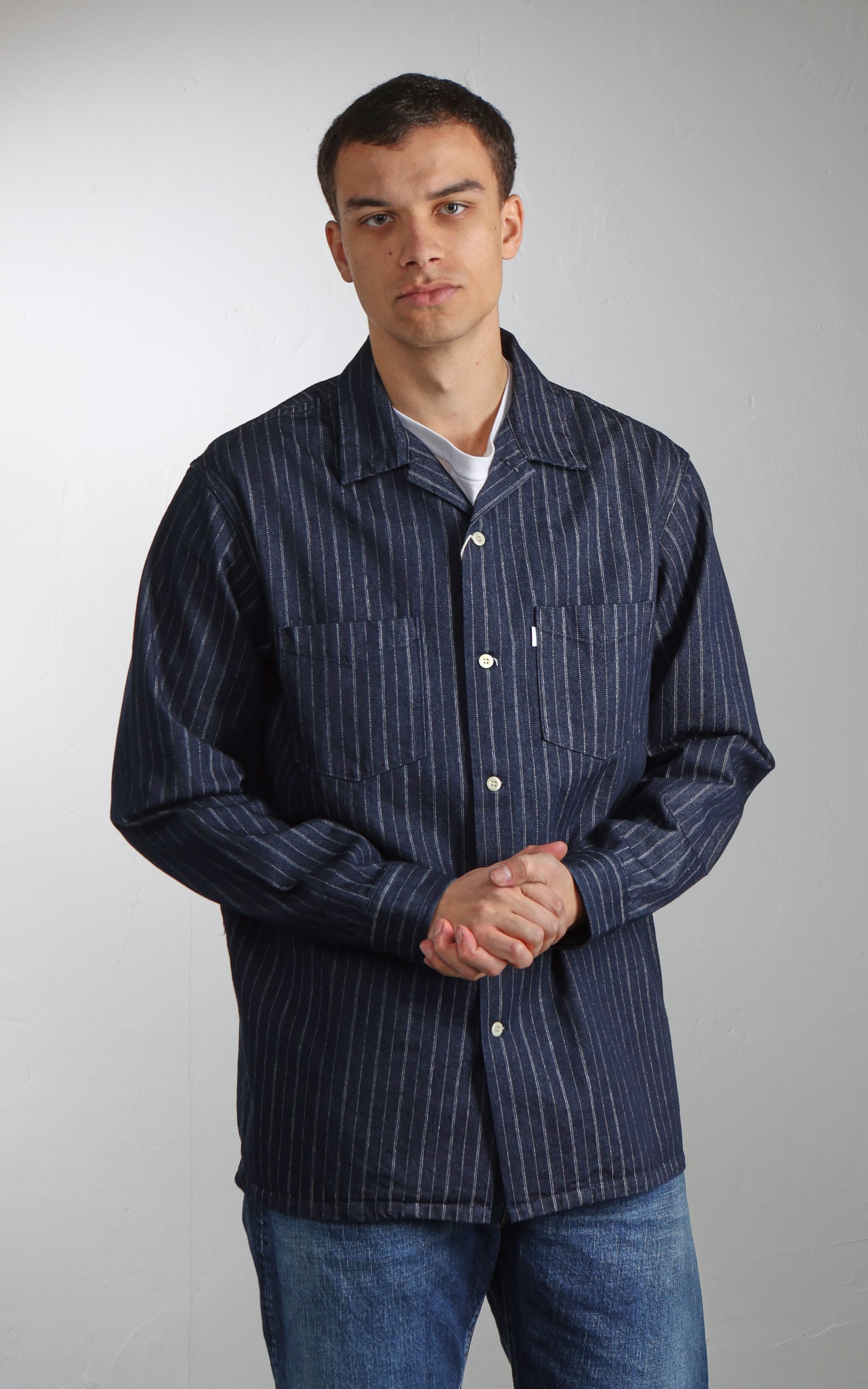 Omoto Denim 5122 Dobby Stripe Shirt Denim Indigo 8oz