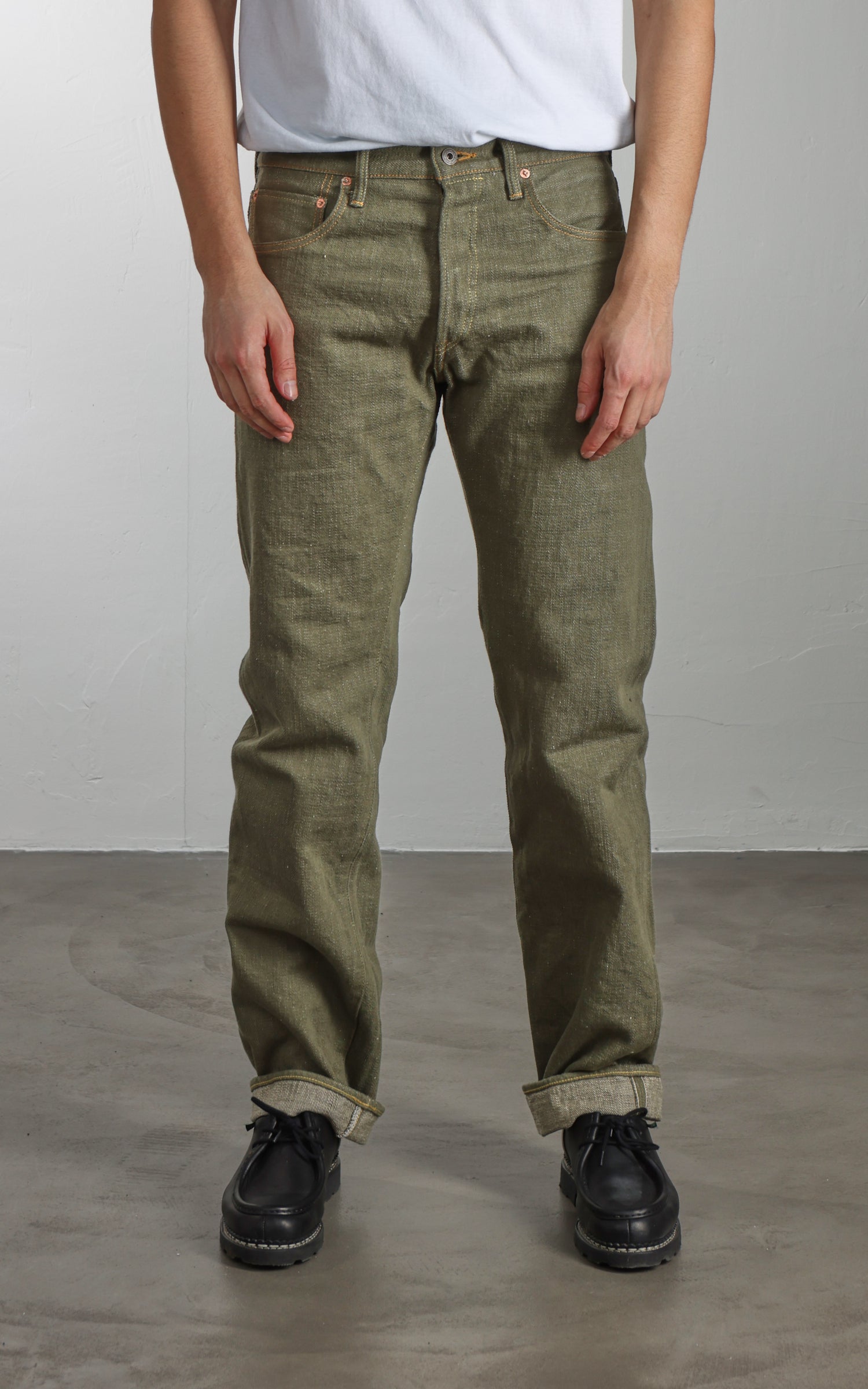 ONI Denim 270-OLD18 Neat Straight Olive Denim 18oz