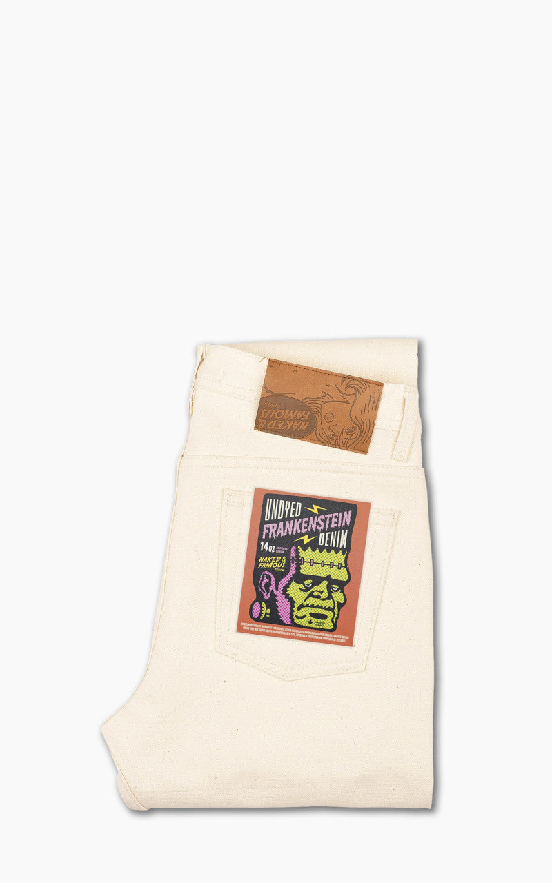 Naked & Famous Denim Weird Guy Undyed Frankenstein Denim Ecru