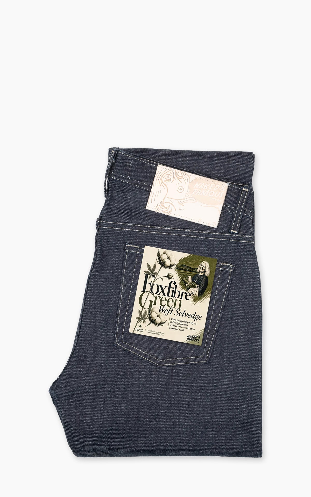 Naked & Famous Denim Weird Guy Fox Fibre Green Weft