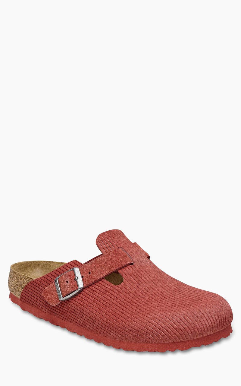 Birkenstock Boston Suede Corduroy Sienna Red
