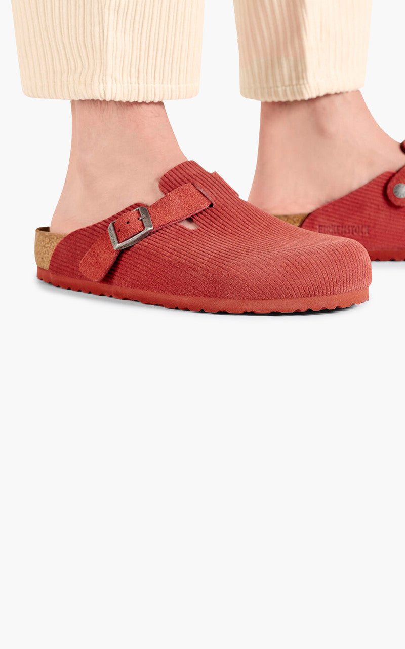 Birkenstock Boston Suede Corduroy Sienna Red