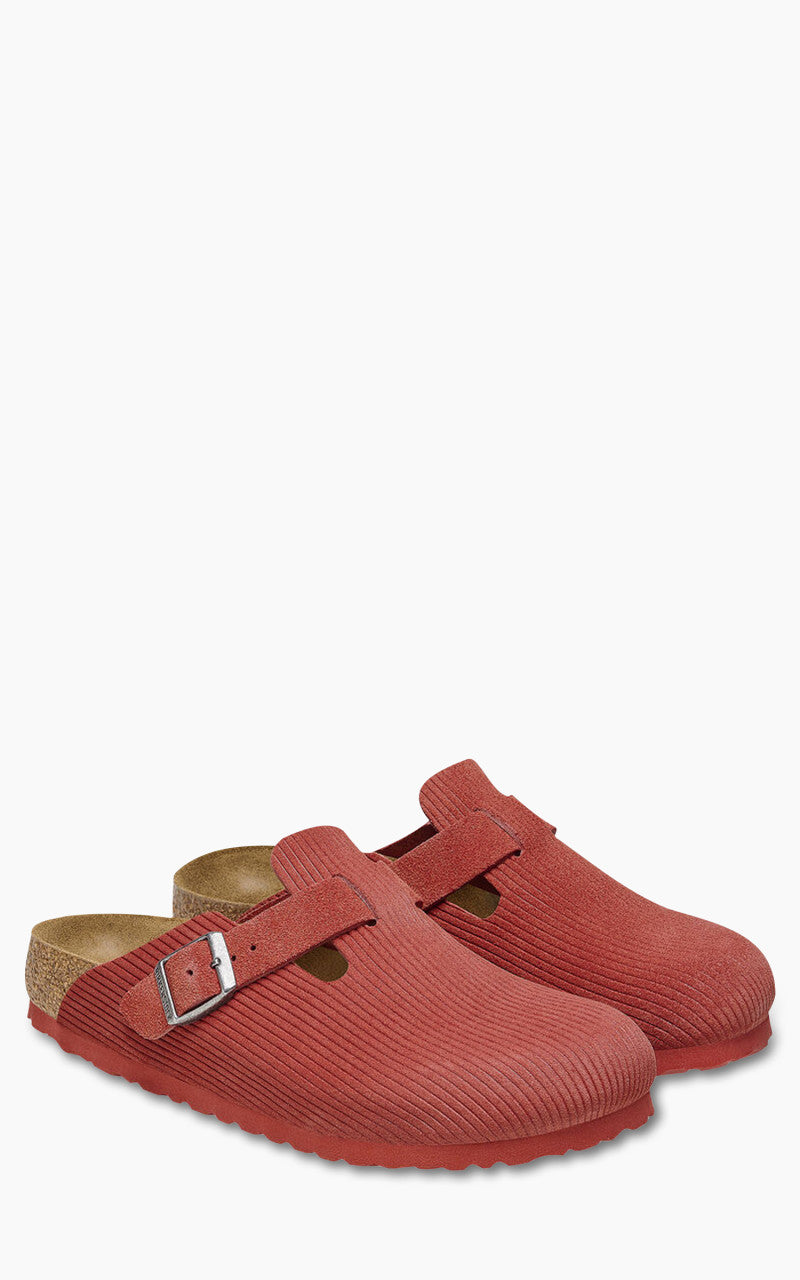 Birkenstock Boston Suede Corduroy Sienna Red