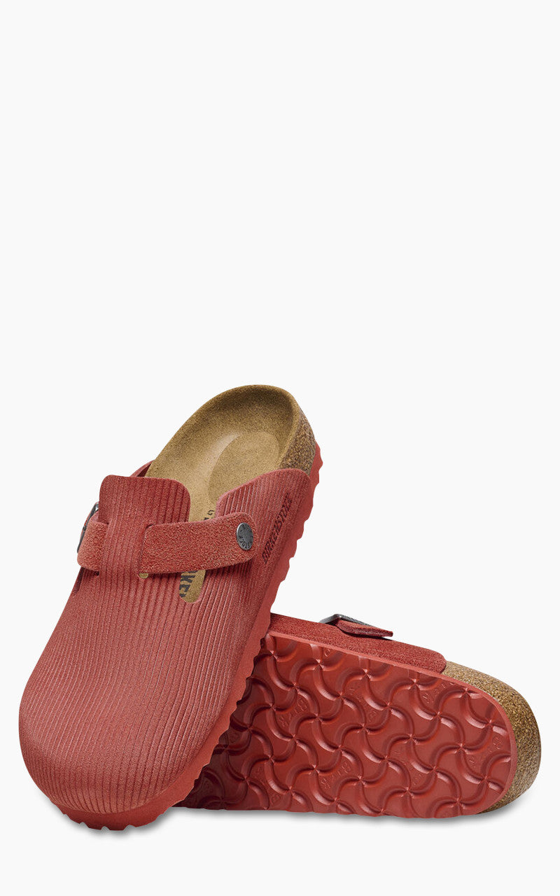 Birkenstock Boston Suede Corduroy Sienna Red