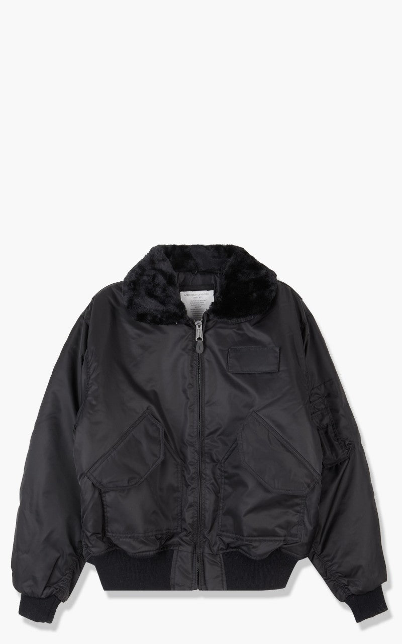 Military Surplus SWAT CWU US Fur Collar Flight Jacket Black