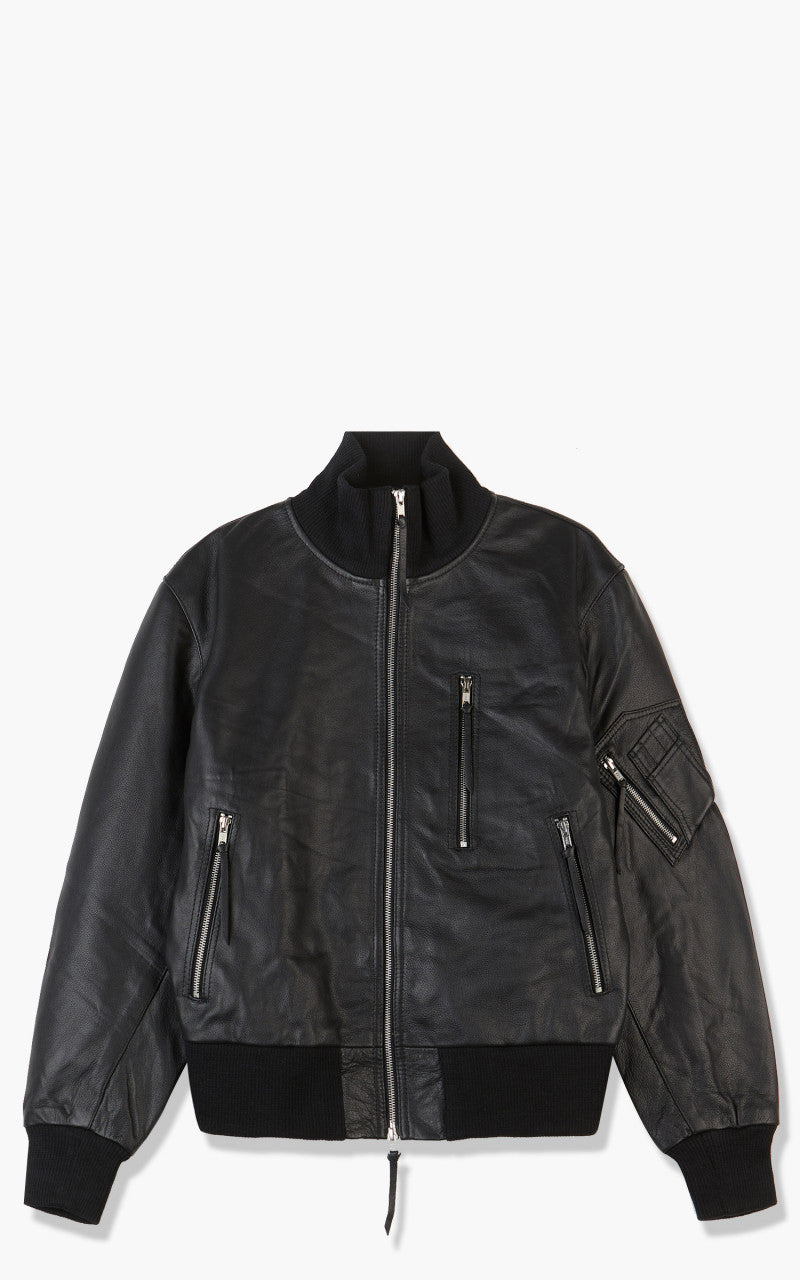 Military Surplus Pilot Flight Leather Jacket Black