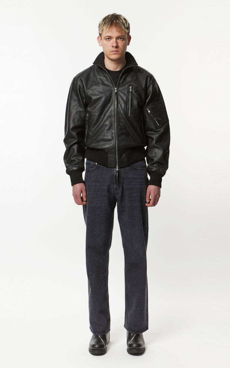 Military Surplus Pilot Flight Leather Jacket Black