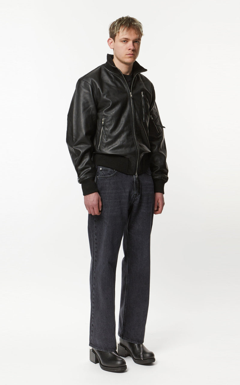 Military Surplus Pilot Flight Leather Jacket Black